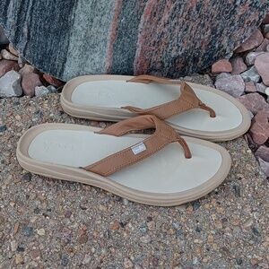 Sanuk Broen Leather Strap Fljp Flop Sandals Womens 8